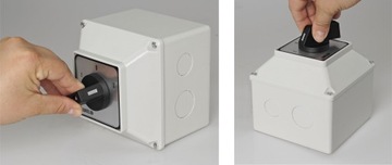 КУЛАЧКОВЫЙ ПЕРЕКЛЮЧАТЕЛЬ 40A 3F 1-0-2 В КОРПУСЕ IP65