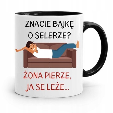 KUBEK CZARNY ŚMIESZNY ZABAWNY ZNACIE BAJKĘ? z Nadrukiem ze Zdjęciem