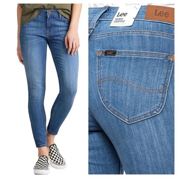 LEE SCARLETT CROPPED DAMSKIE SPODNIE JEANSOWE JEANSY DŻINSY RURKI W26 L33