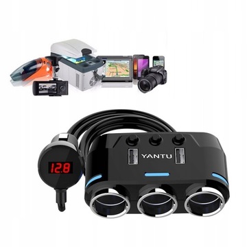 Разветвитель прикуривателя 12 В 24 В QC 2x USB Автомобильное зарядное устройство