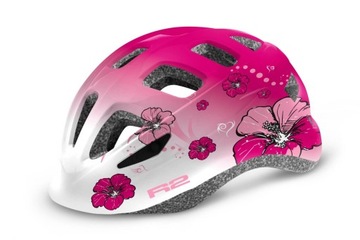 Kask R2 Bunny Kids Rożówo-Biały Kwiaty
