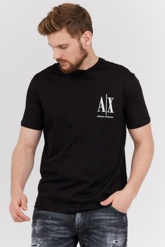 ARMANI EXCHANGE Czarny t-shirt wyszywane logo XL