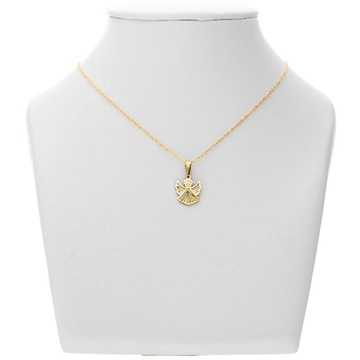 Золотая цепочка с медалью Ангела, ЗОЛОТО 333, гравировка «Причастие при крещении»