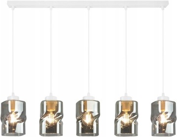 LAMPA WISZĄCA ŻYRANDOL LISTWA 5 SZKLANE KLOSZE SUFITOWA LED AURA GRAFIT