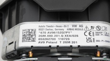 ULOŽENÍ AIRBAG ŘIDIČE VW TAIGO 2GM880201Q VYSTŘELENÁ