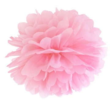 POMPON BIBUŁOWY jasnoróżowy 35 cm papierowa dekoracja na roczek wesele