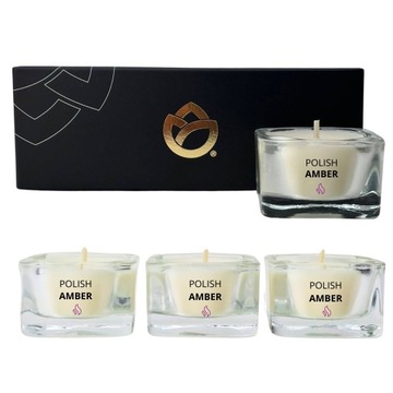 Polish Amber Sojowe Świece Zapachowe Oprawa Tealight Świecznik 3x30ml Noble
