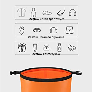 ROCKBROS Worek Żeglarski Torba Wodoodporna na Kajak Kemping Czarna 40L