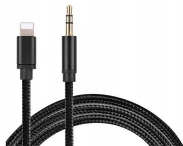 KABEL AUX MINI JACK 3.5mm IPHONE LIGHTNING CZARNY