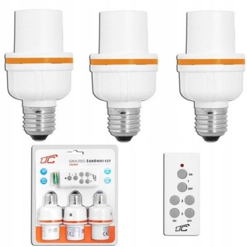 Gniazdo żarówki E27 sterowane pilotem 3szt + pilot