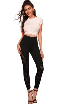 SHEIN LEGGINSY Z ŁĄCZONYCH MATERIAŁÓW 40/42 VWD