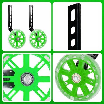 KÓŁKA PODPOROWE BOCZNE DO ROWERU 12-20'LED ZIELONE