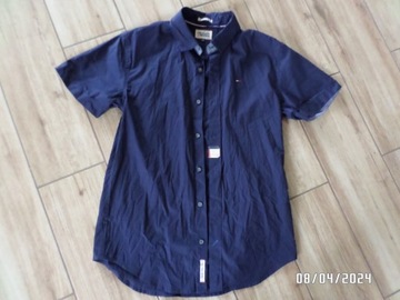 Firmowa męska koszula-TOMMY HILFIGER-S/M-slim fit