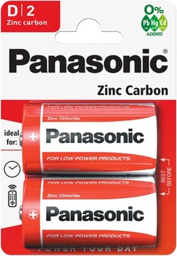 Bateria cynkowo-węglowa Panasonic D (R20) 2 szt. + GRATIS