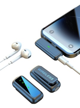 БЕСПРОВОДНОЙ СВЯЗАННЫЙ МИКРОФОН 2 МИКРОФОНА USB C APPLE ANDROID POWERBANK