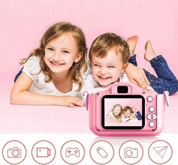 ЦИФРОВАЯ КАМЕРА ДЛЯ ДЕТЕЙ 12MPX СЕЛФИ РОЗОВАЯ
