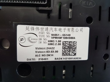 KIA NIRO 1.6 HYBRIDNÍ PŘÍSTROJOVÁ DESKA 94051-G5140 UK GB