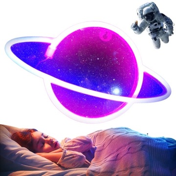 NEON PLANETA LED LAMPKA WISZĄCA NA ŚCIANĘ USB/3xAA