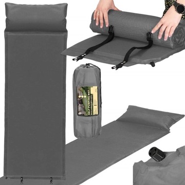 MATA SAMOPOMPUJĄCA KARIMATA 186x53cm Z PODUSZKĄ GRUBA Z POKROWCEM MATERAC