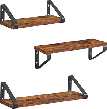 3szt. PÓŁKI WISZĄCE LOFT RUSTYKALNE INDUSTRIALNE DREWNIANE PÓŁKA ZESTAW