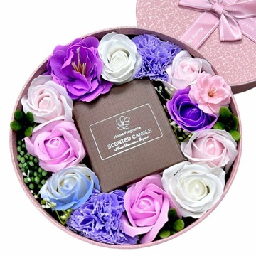 FLOWERBOX МЫЛО ЦВЕТЫ СО СВЕЧАМИ ПОДАРОЧНАЯ КОРОБКА ПОДАРОЧНЫЕ ЦВЕТЫ TT94