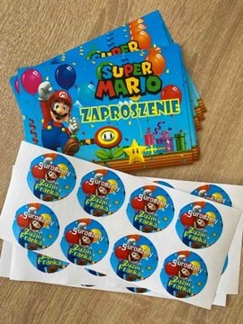 NAKLEJKI NA URODZINY Super Mario z Imieniem 4 cm