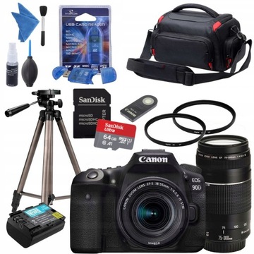CANON EOS 90D 18-55 STM 75-300 III + GRATISY 2xAKU
