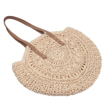 Бежевая женская пляжная сумка-шоппер на плечо