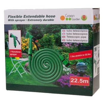 ГИБКИЙ Удлиняемый САДОВЫЙ ШЛАНГ С ПИСТОЛЕТОМ 22,5 М ПОЛИВНЫЕ СОЕДИНИТЕЛИ