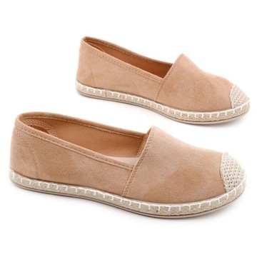 CAMELOWE ESPADRYLE DAMSKIE TENISÓWKI WSUWANE PÓŁBUTY WKŁ. EKOSKÓRA WYGODNE