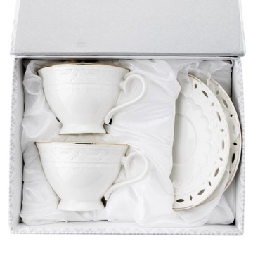 Filiżanki ze spodkiem Florina Sima porcelana 220 ml dla 2 osób NA PREZENT