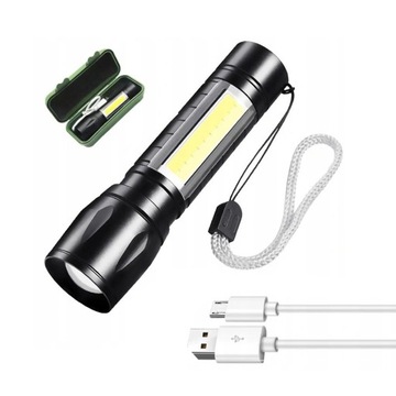 МАЛЕНЬКАЯ ТАКТИЧЕСКАЯ КАРМАННАЯ ЛАМПА USB LED XPE COB