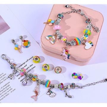 НАБОР ДЛЯ ИЗГОТОВЛЕНИЯ ОЖЕРЕЛЬЯ-БРАСЛЕТА РОЗОВЫЕ ПОДВЕСКИ СДЕЛАЙ САМ СДЕЛАЙ САМ