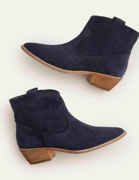 BODEN nowe buty damskie kozaki botki 100% skóra zamsz granat roz 38