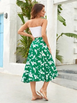 Lace-Up High Waist Floral Print Skirt For Women 20