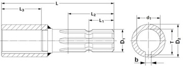 Редукция ВОМ шпонкой, внутренняя шпонка 35, 10 мм.