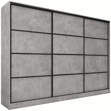 Szafa przesuwna 280 cm LOFT mat beton drążek półki