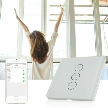 Выключатель переключателя Wi -Fi Стеклянный сенсорный стекло для роликовых жалюзи, Smart Life