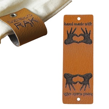 10X HANDMADE SKÓRZANE NASZYWKI METKI RĘKODZIEŁO