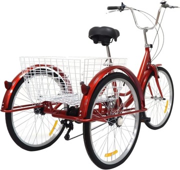 24-дюймовый 6-скоростной трехколесный велосипед для взрослых с подсветкой