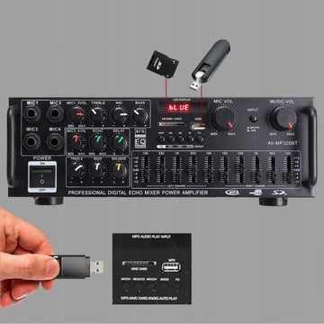 ПРИЕМНИК СТЕРЕОУСИЛИТЕЛЬ ПУЛЬТ ДИСТАНЦИОННОГО УПРАВЛЕНИЯ BLUETOOTH МОЩНЫЙ АУДИОПРИЕМНИК 2000ВТ