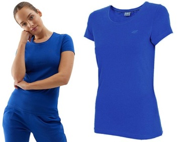 KOSZULKA DAMSKA 4F T-SHIRT BLUZKA BAWEŁNIANA Kobalt r.XL