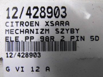 CITROEN XSARA 97-00 ZVEDÁK OKNO ELELKTRICKÝ PŘEDNÍ PRAVÝ 5D