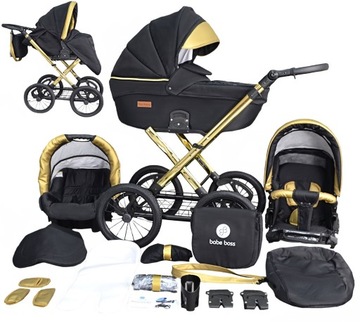 WÓZEK DZIECIĘCY 4W1 GOLD UCZIO RETRO Baza Isofix