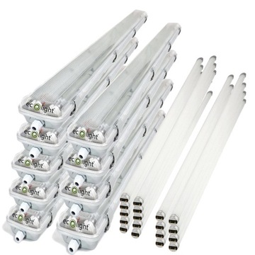 9x Oprawa Hermetyczna LED + 18x Świetlówki 120cm