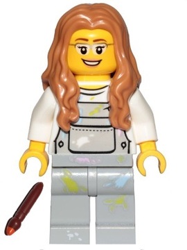 M2*LEGO CITY FIGURKA cty1013 KOBIETA ARTYSTKA MALARKA PĘDZEL, NOWA