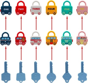 Развивающие сенсорные игровые замки Монтессори с ключами для детей, 6 шт.