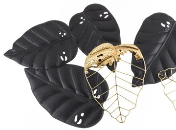 МЕТАЛЛИЧЕСКОЕ УКРАШЕНИЕ НА СТЕНУ ЗОЛОТО ЧЕРНЫЕ ЛИСТЬЯ