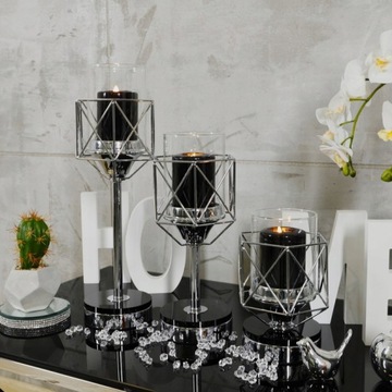 Хромированный подсвечник Glamour Lantern, серебристый НАБОР