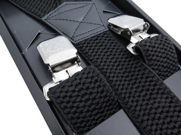 Широкие мужские подтяжки к брюкам черного цвета XL129.